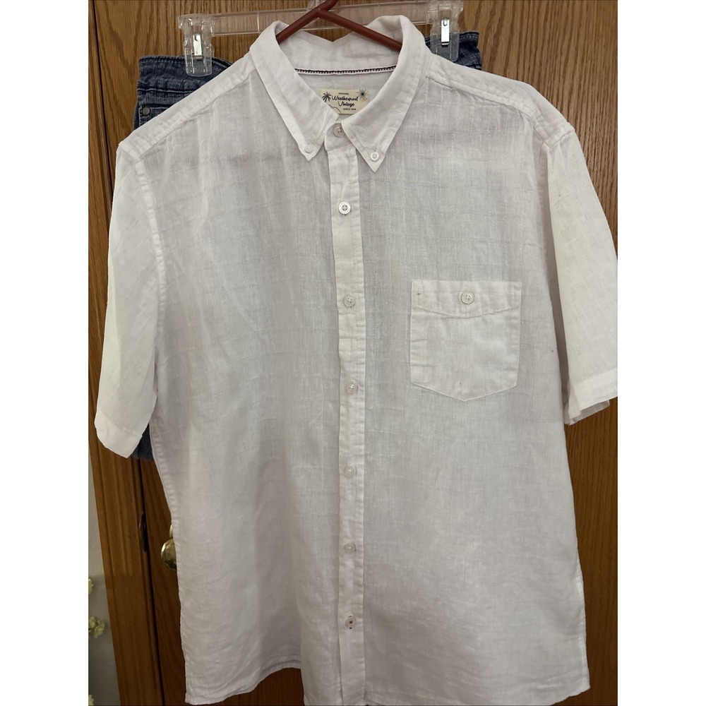 Weatherproof Vintage Washable Linen Men's XL WhiteLinen/cotton  Golf Shirt